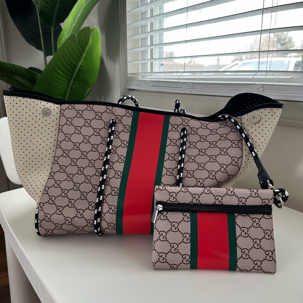 Large Neoprene Fashion Tote + Wristlet